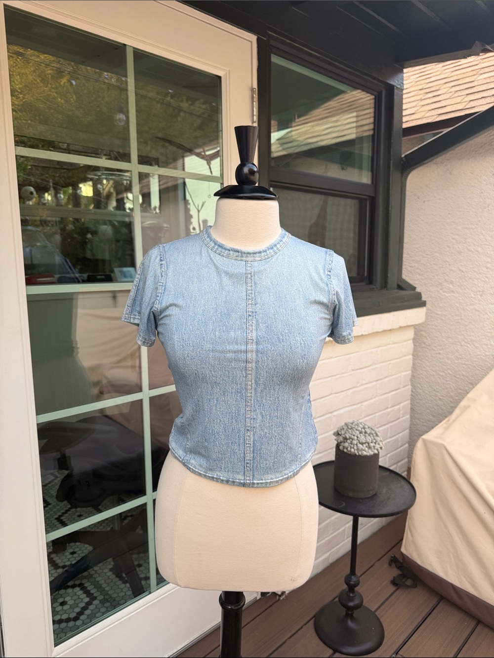 rag & bone Light Blue Denim knit soft Miramar jersey baby tee